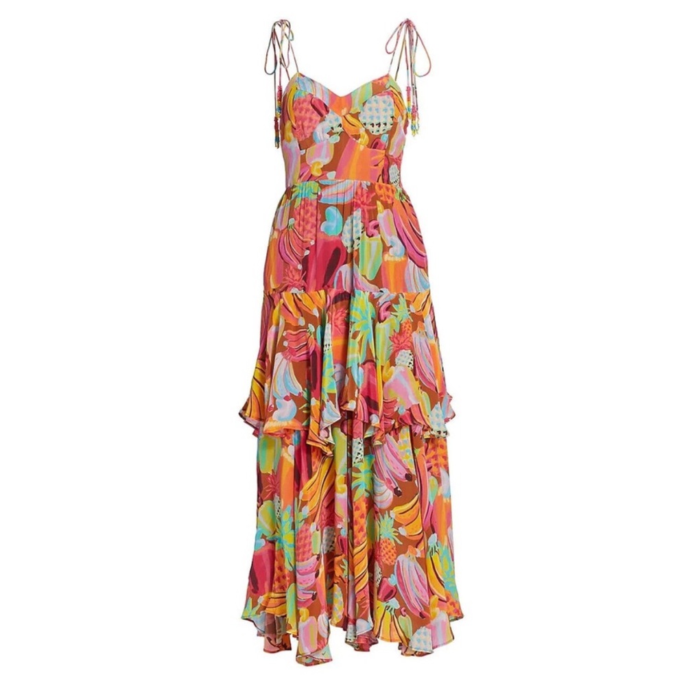 FARM RIO Fruit Salad Tiered Maxi Dress